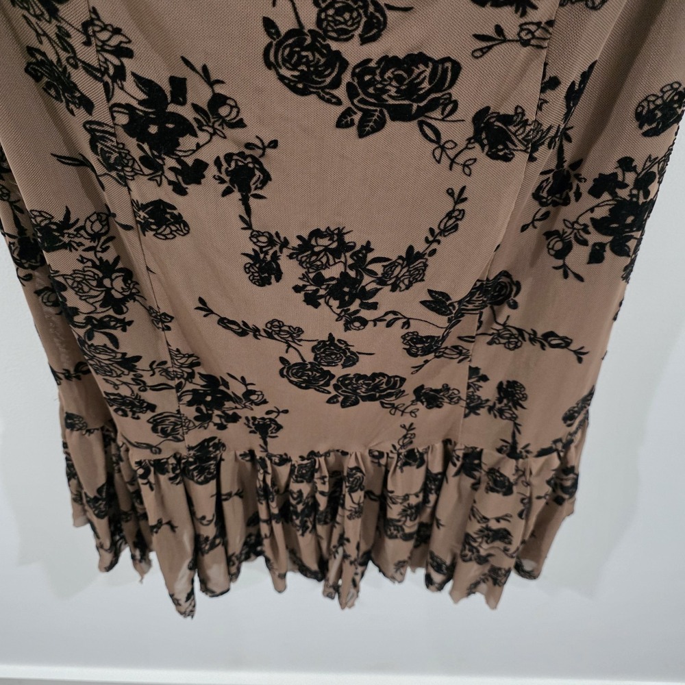 Delias Womens Halter Mesh Floral Dress Size Large Brown Fairy Grunge - Picture 3 of 8